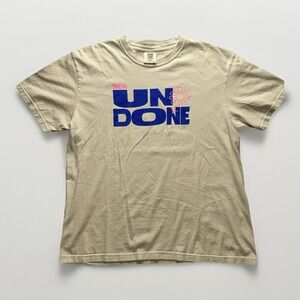 Vintage Y2k Comfort Colors She Is Undone Graphic Tee T-Shirt Large Cream Casual